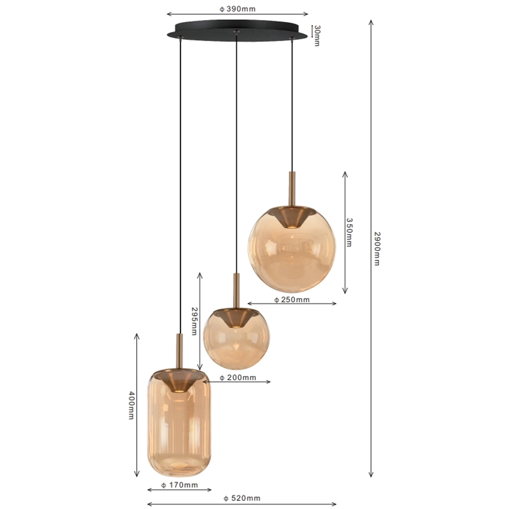 3-light dining table pendant lamp Yvonne ETH 8720195311652