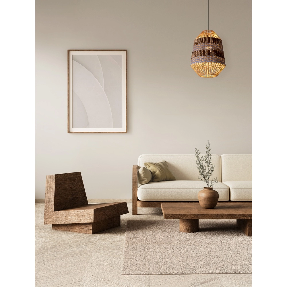 Rattan pendant lamp Copos blue with brown Lyora 5212017477361