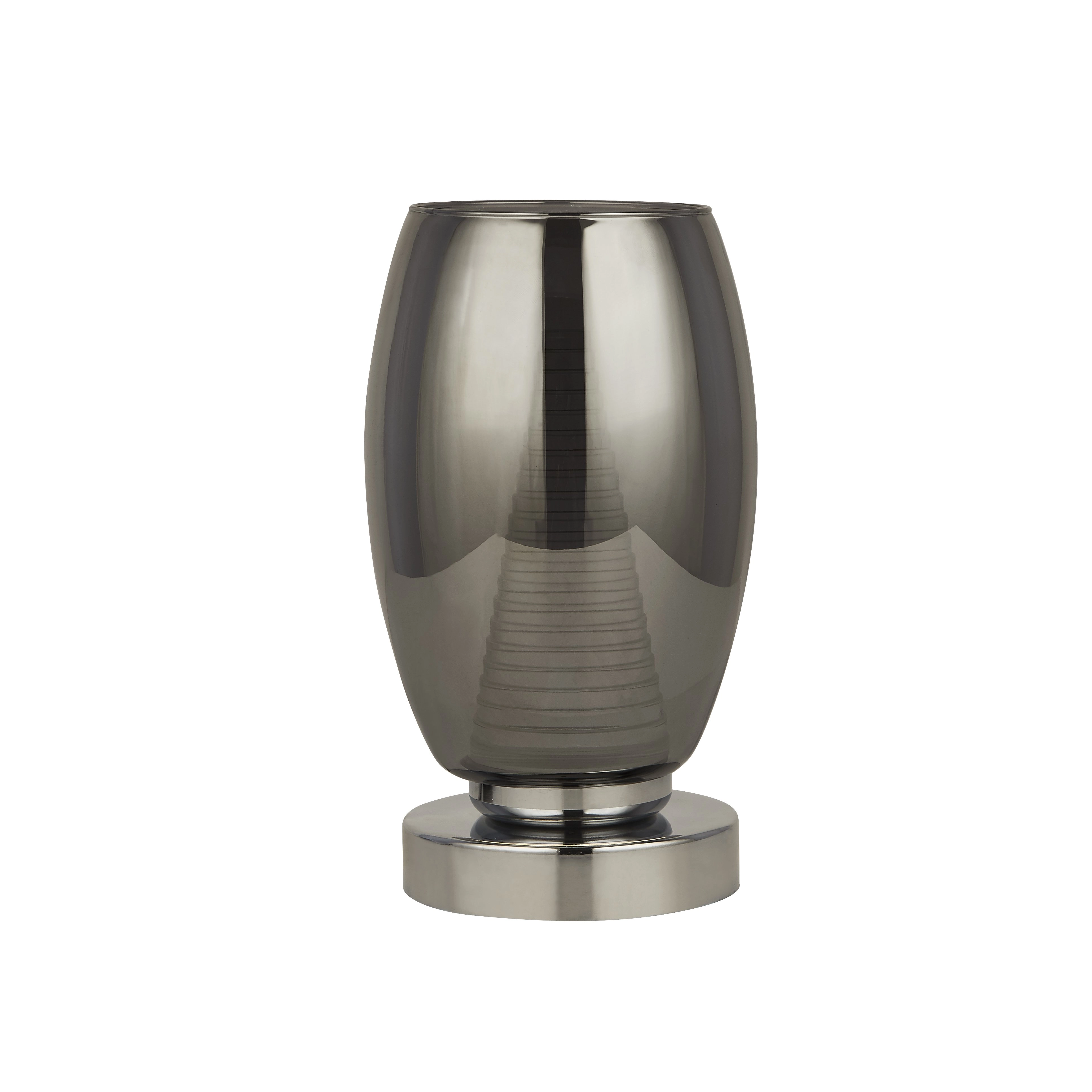 Modern table lamp Cyclone chrome with smoke glass