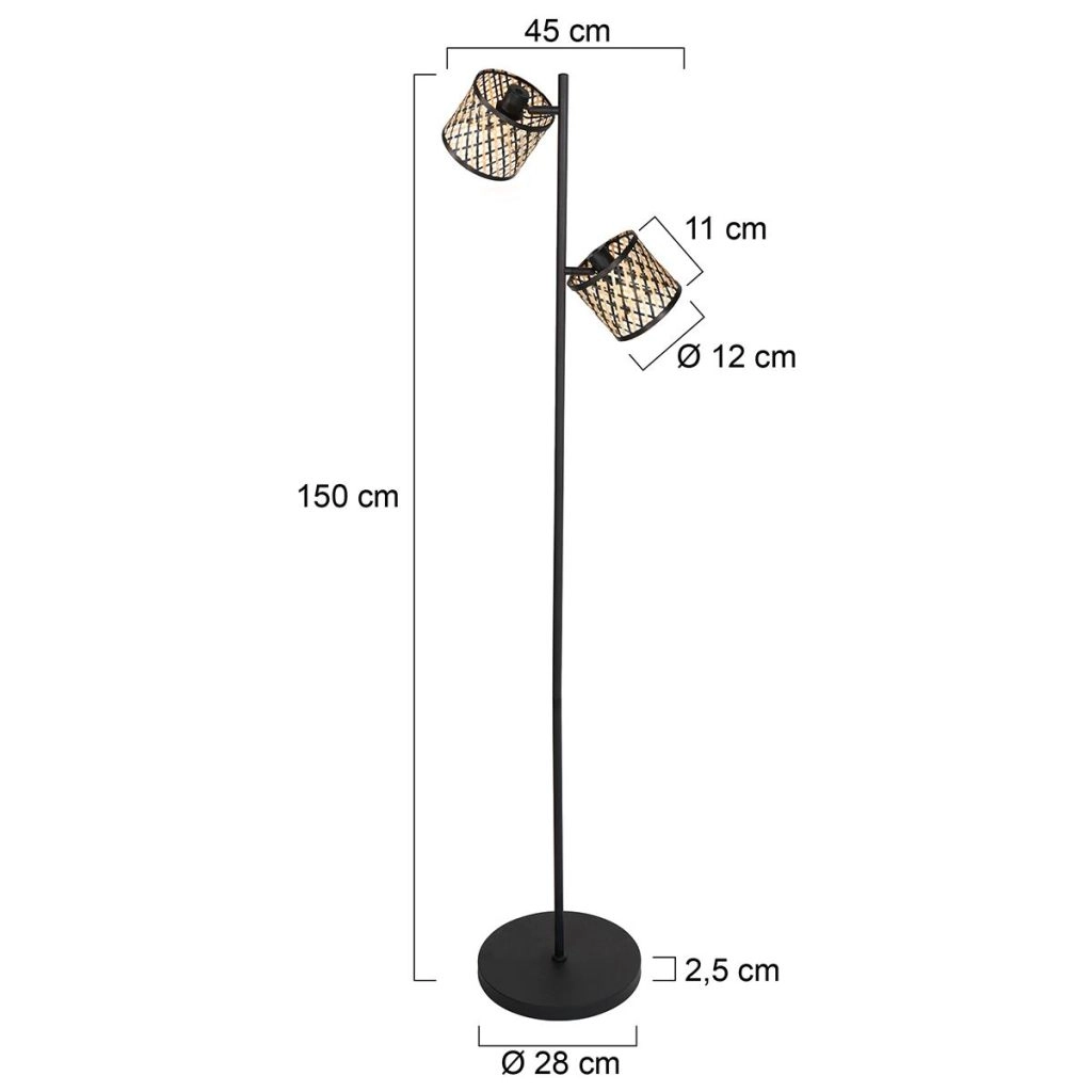 Floor lamp 2-lights Sumba with bamboo shades Ø12cm Steinhauer 8712746182866