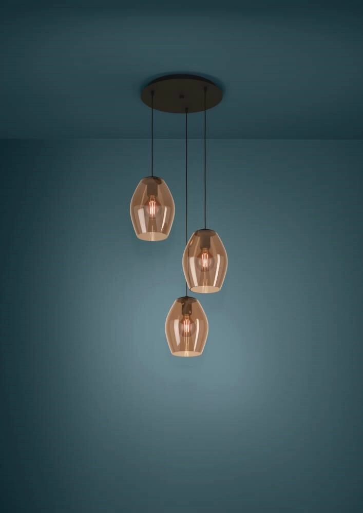 Amber glass hanging lamp Estanys 1 3-light Stars of Light 9008606235940
