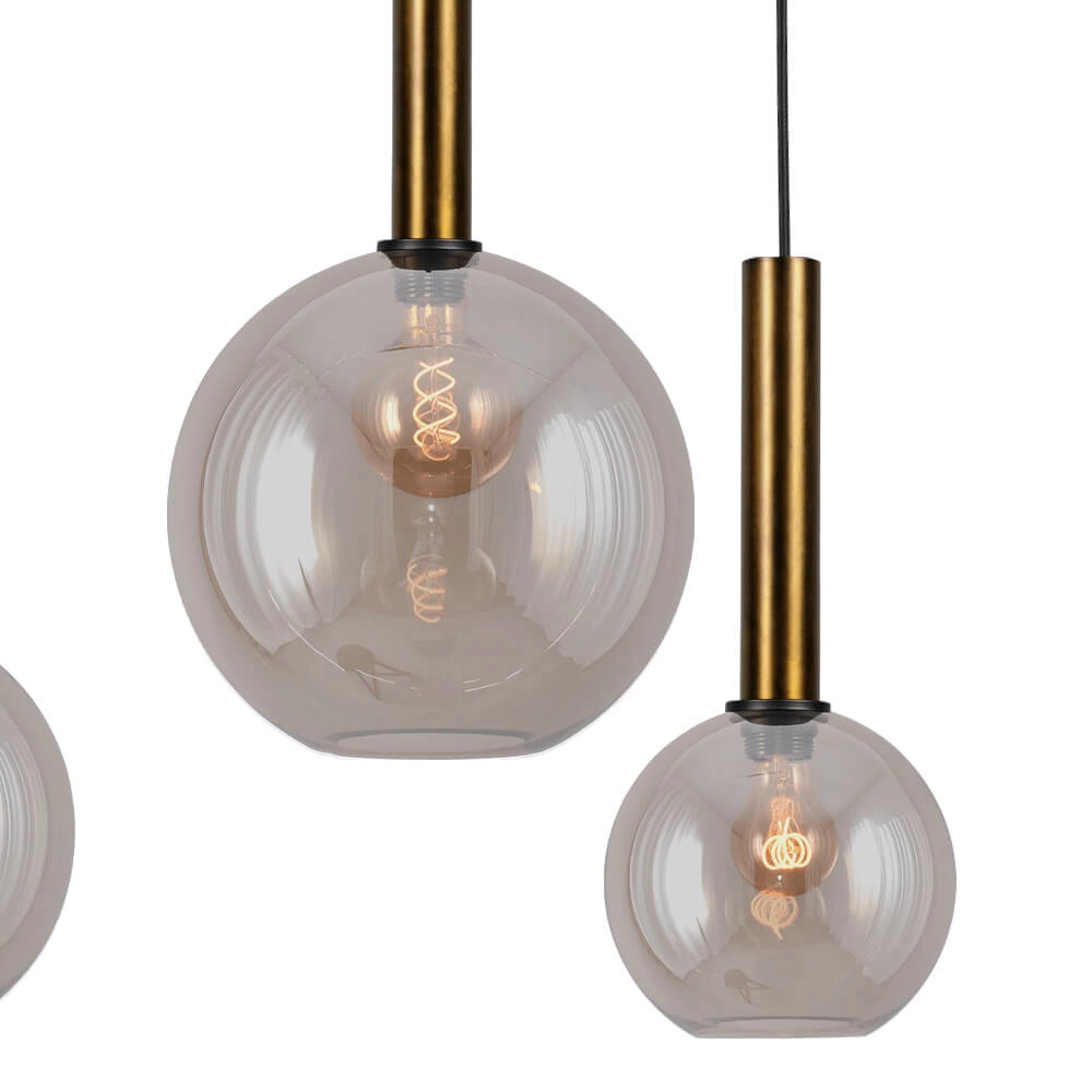 Hanging lamp Bella 2 Antique brass with gold glass Masterlight 8718121339054