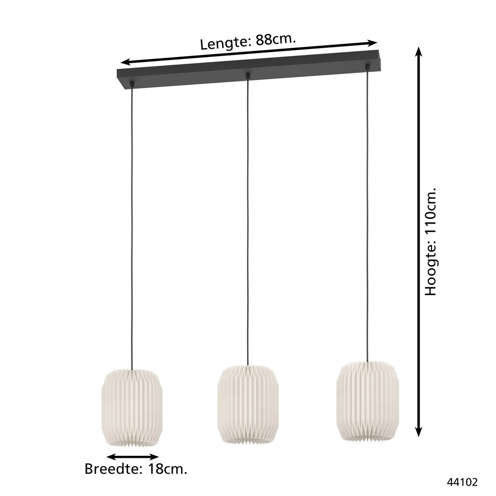 Dining table pendant lamp Belgrave 3x paper shade Eglo 9002759441029