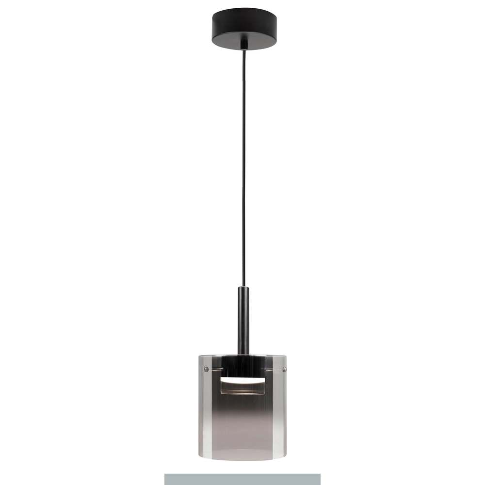 Pendant lamp Salerno black with smoke glass