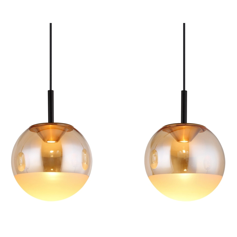 Design pendant lamp Severin 3-light black with amber glass Globo 9007371549931