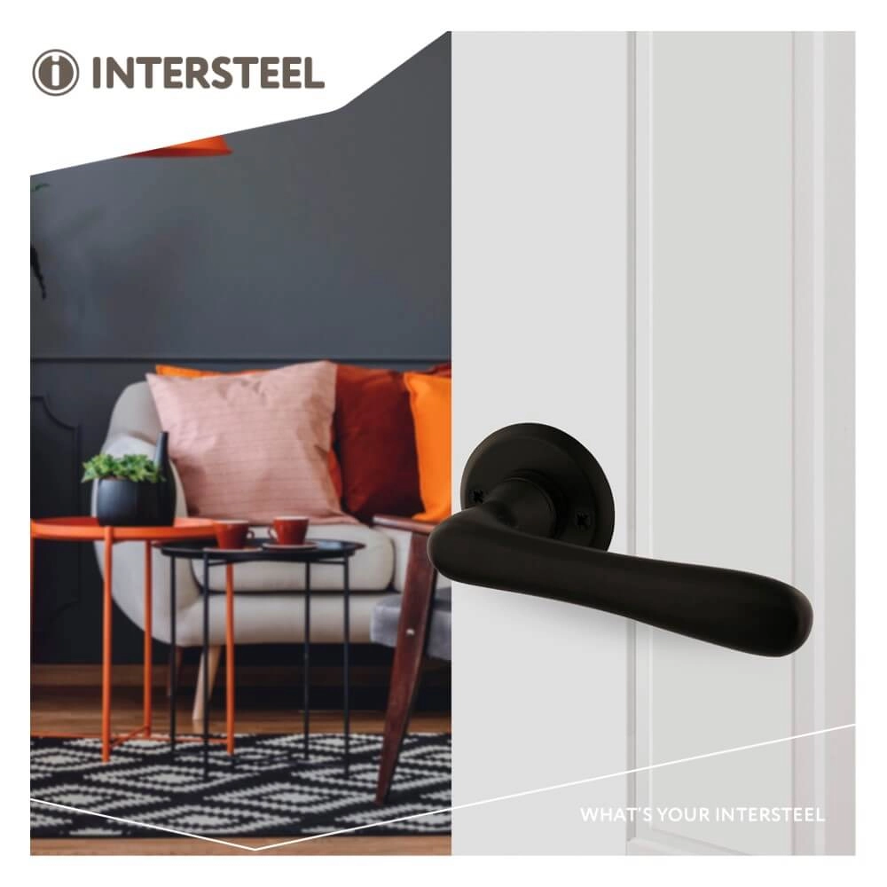 Door handle Trento Round rosette black Intersteel 8714186556672