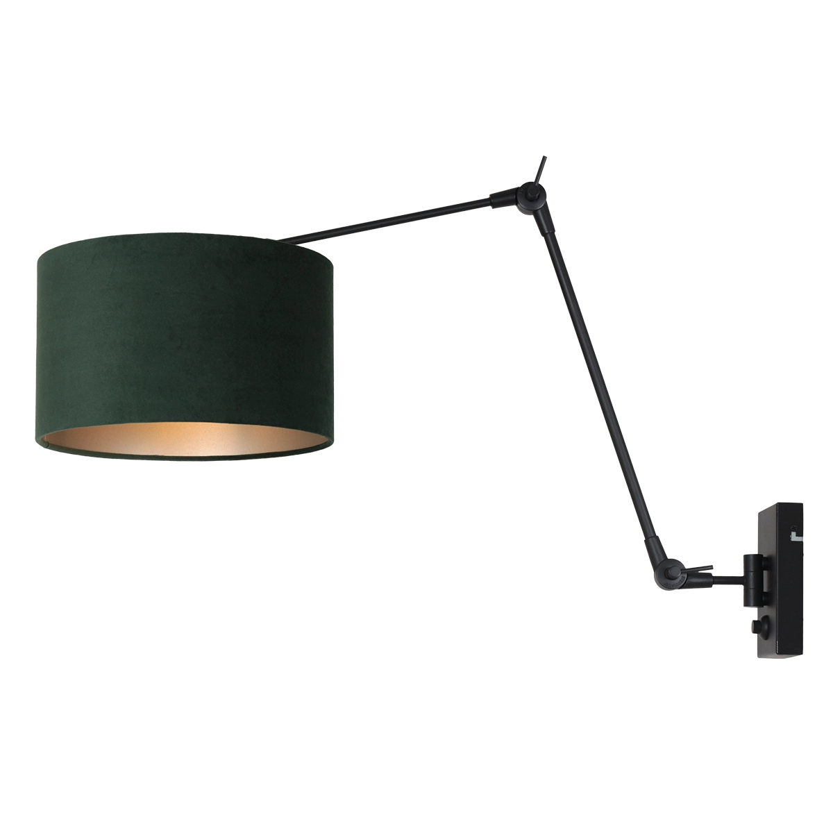 Wall Reading Lamp Prestige Chic black with 30cm green velvet shade