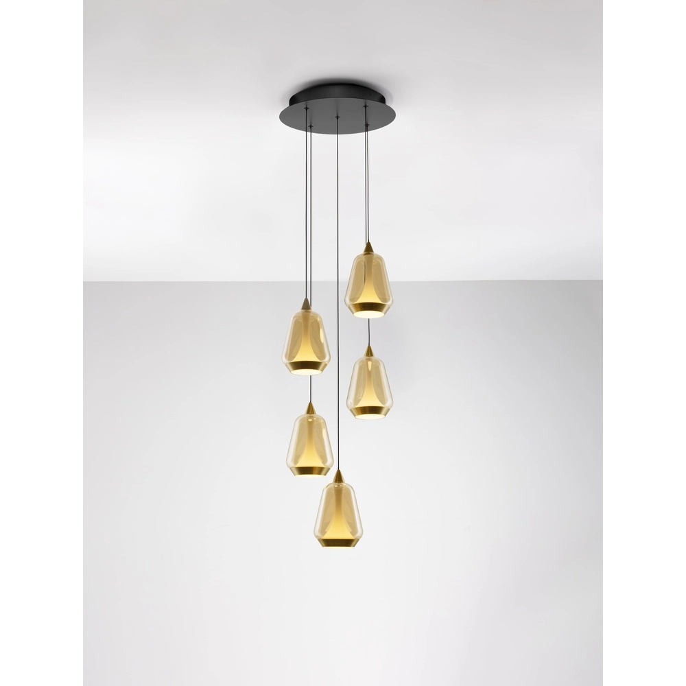 Design pendant lamp Alish 5-light amber glass Lyora 5212017477736