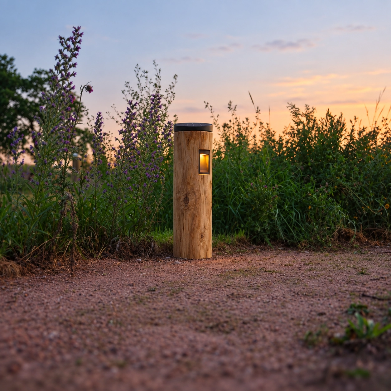 Wooden solar path lighting Piatto Chestnut - 65cm - 2700K