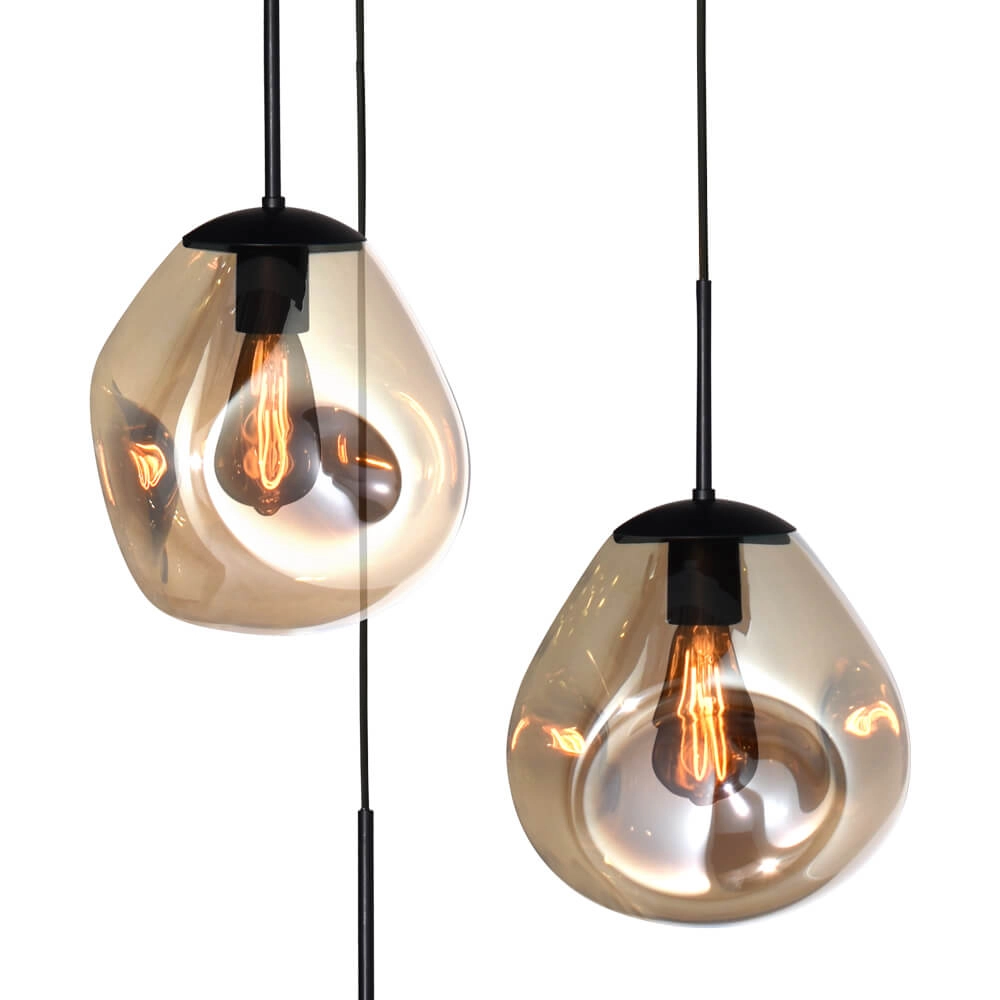 Pendant hanging lamp Lava 3x gold glass Ø 24cm Masterlight 8718121286440