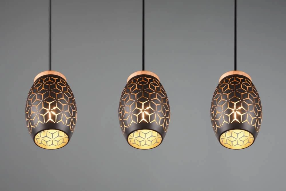 Black gold hanging lamp Bidar 3-light Trio 4017807574890