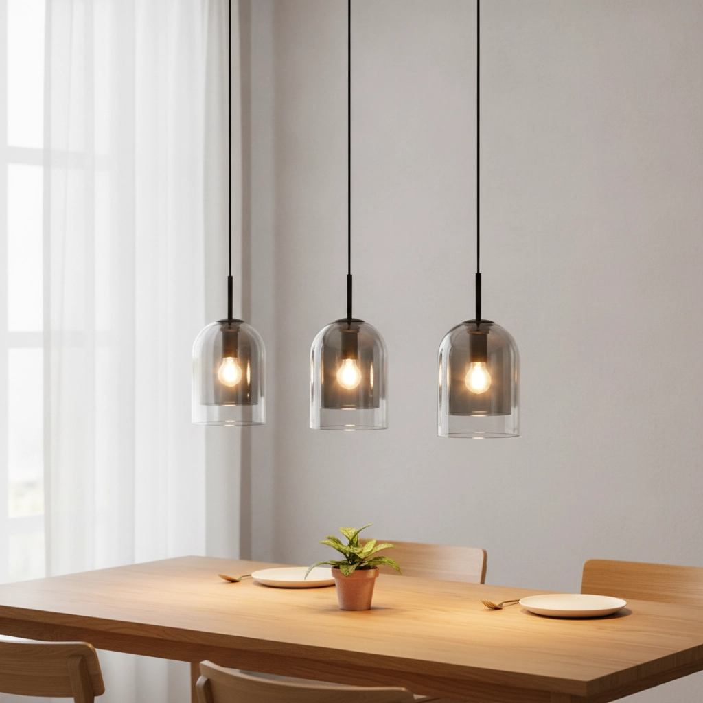 Pendant lamp Velor 3-light black straight
