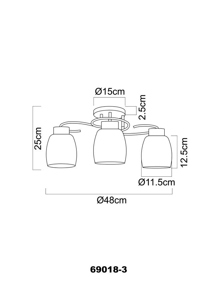 Ceiling lamp Pessoa Iv Black Globo 9007371329045