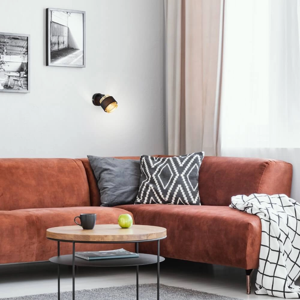 Black with gold wall lamp Grove 1-light Brilliant 4004353424106