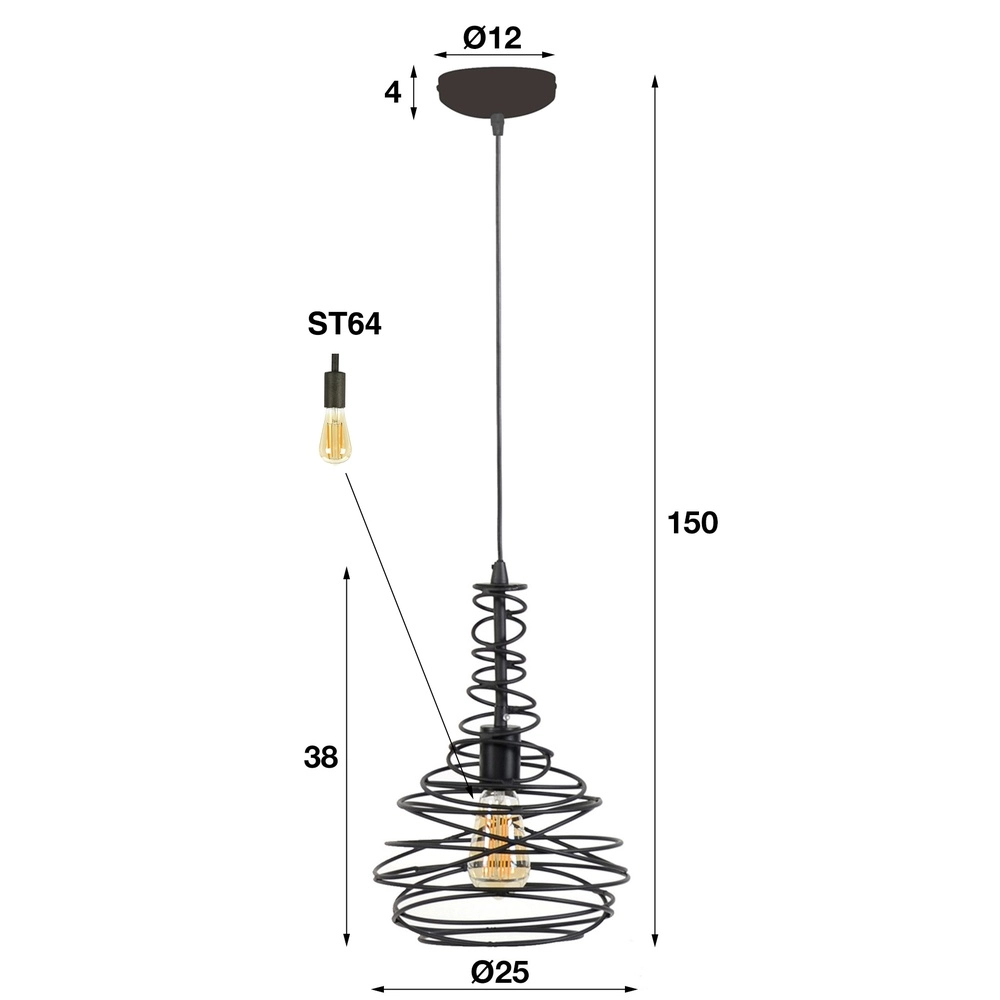 Wire pendant lamp Ø 25cm Spinn 1x E27 Lyora 8716803513044