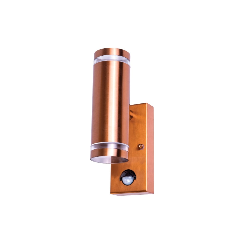 Double wall spotlight with sensor Opden Red copper - 2x GU10