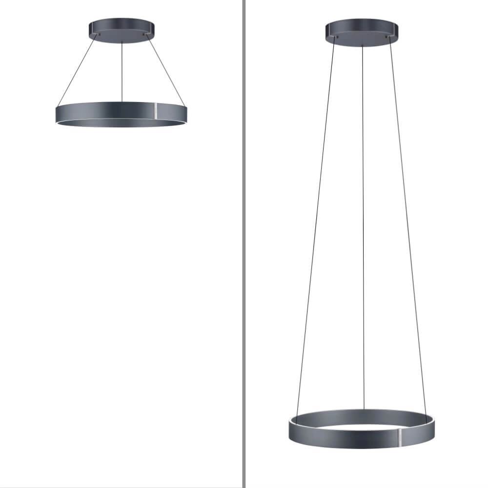 Round hanging lamp Pure E-Clipse gray Ø 70cm Paul Neuhaus 4012248372340
