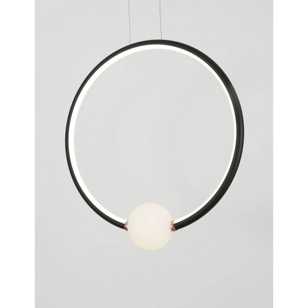 Pendant lamp Celia black with white round Lyora 5212017429377