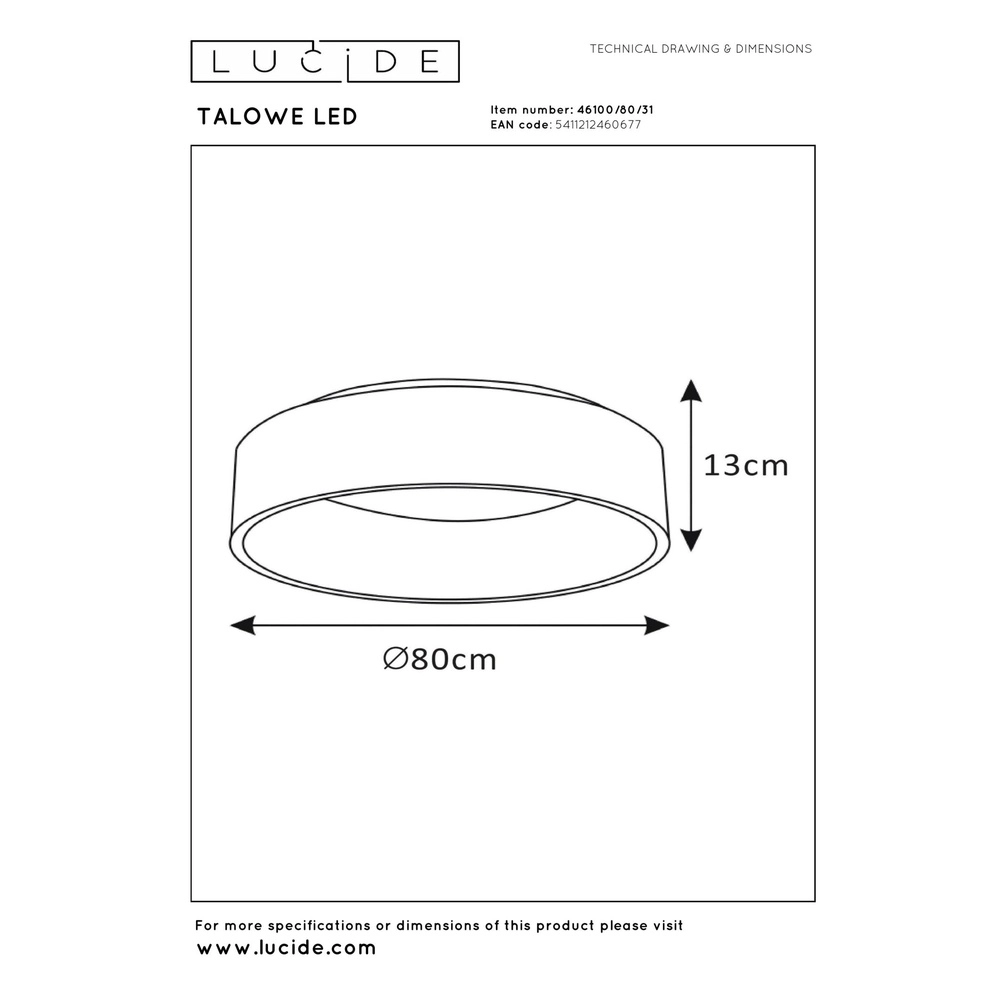 Ceiling light Talowe Led Ø 80cm white Lucide 5411212460677