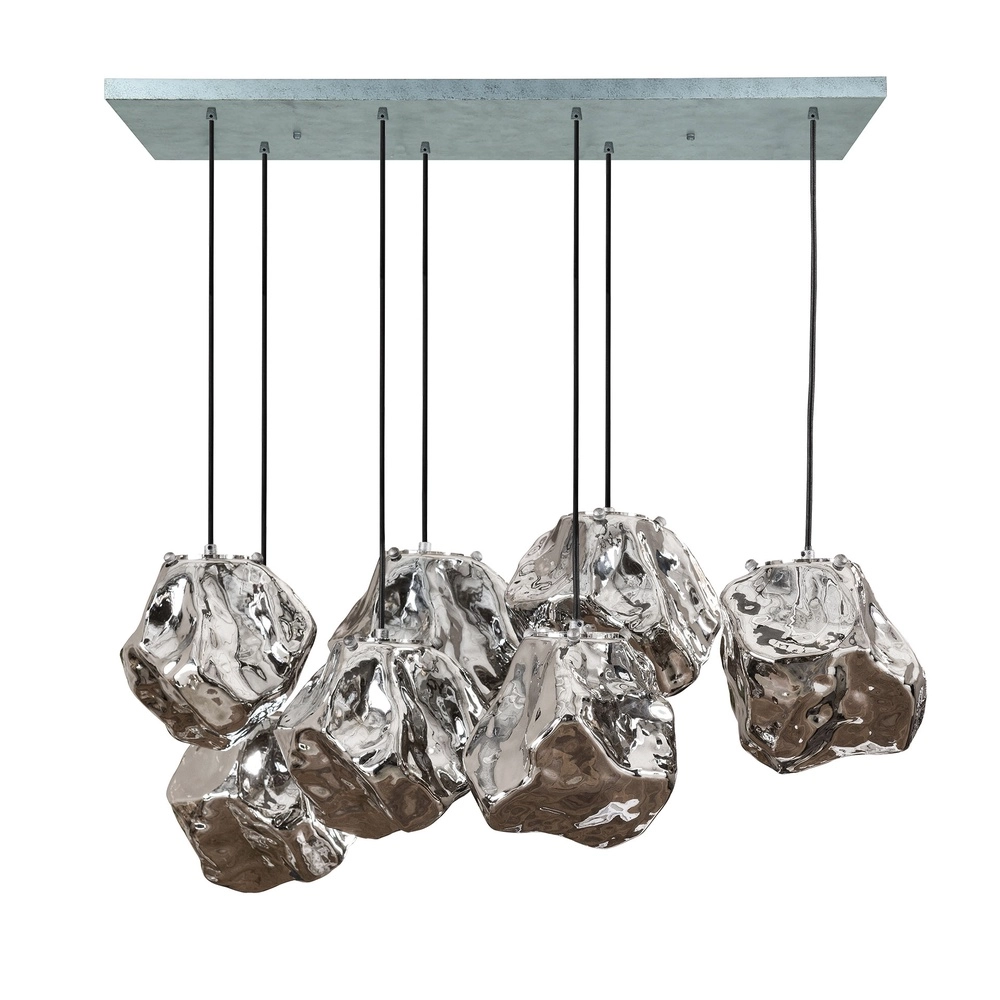 Dining table pendant lamp Rock 7-light - silver glass Lyora 8716803511255