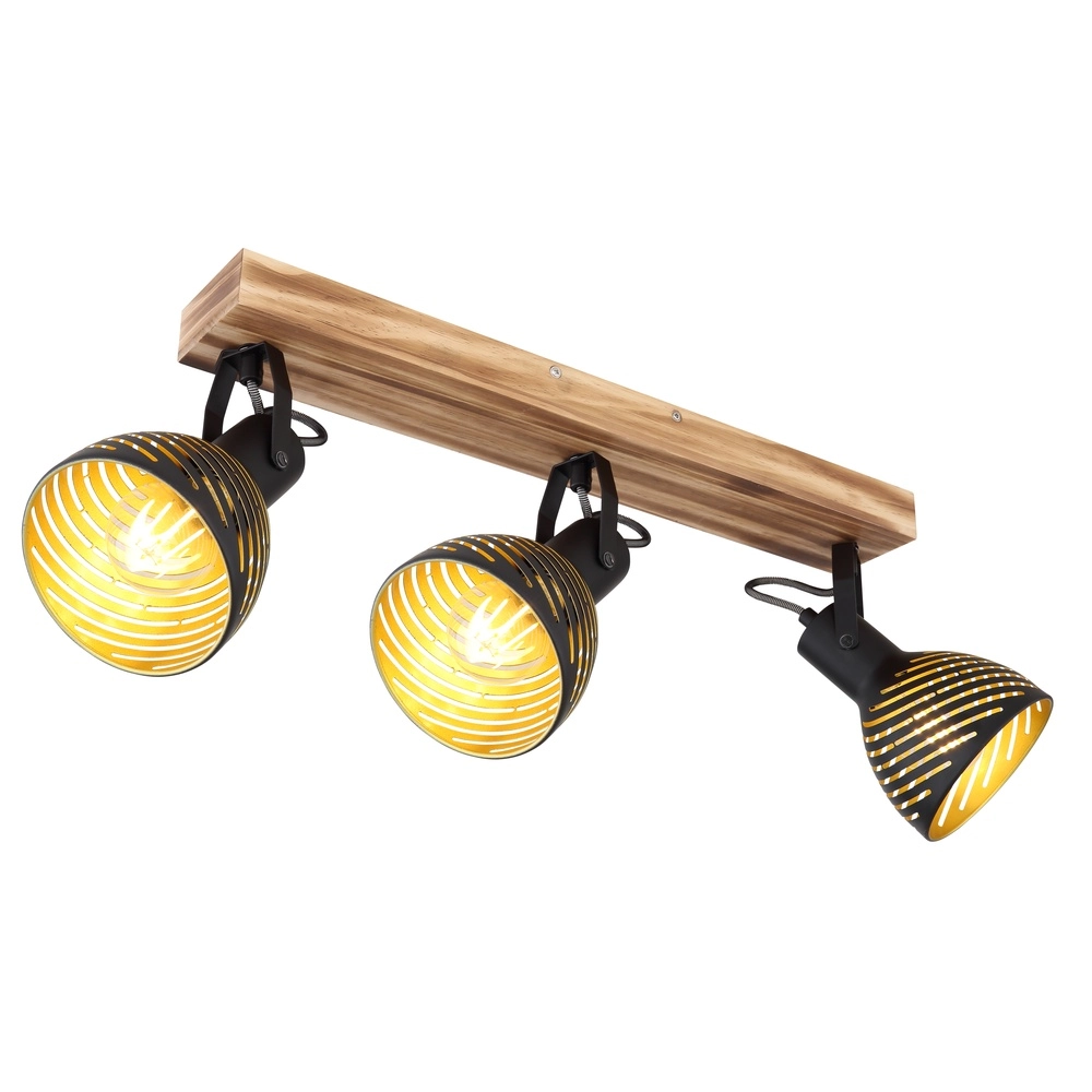 Ceiling lamp Lenna 3-light wood with black