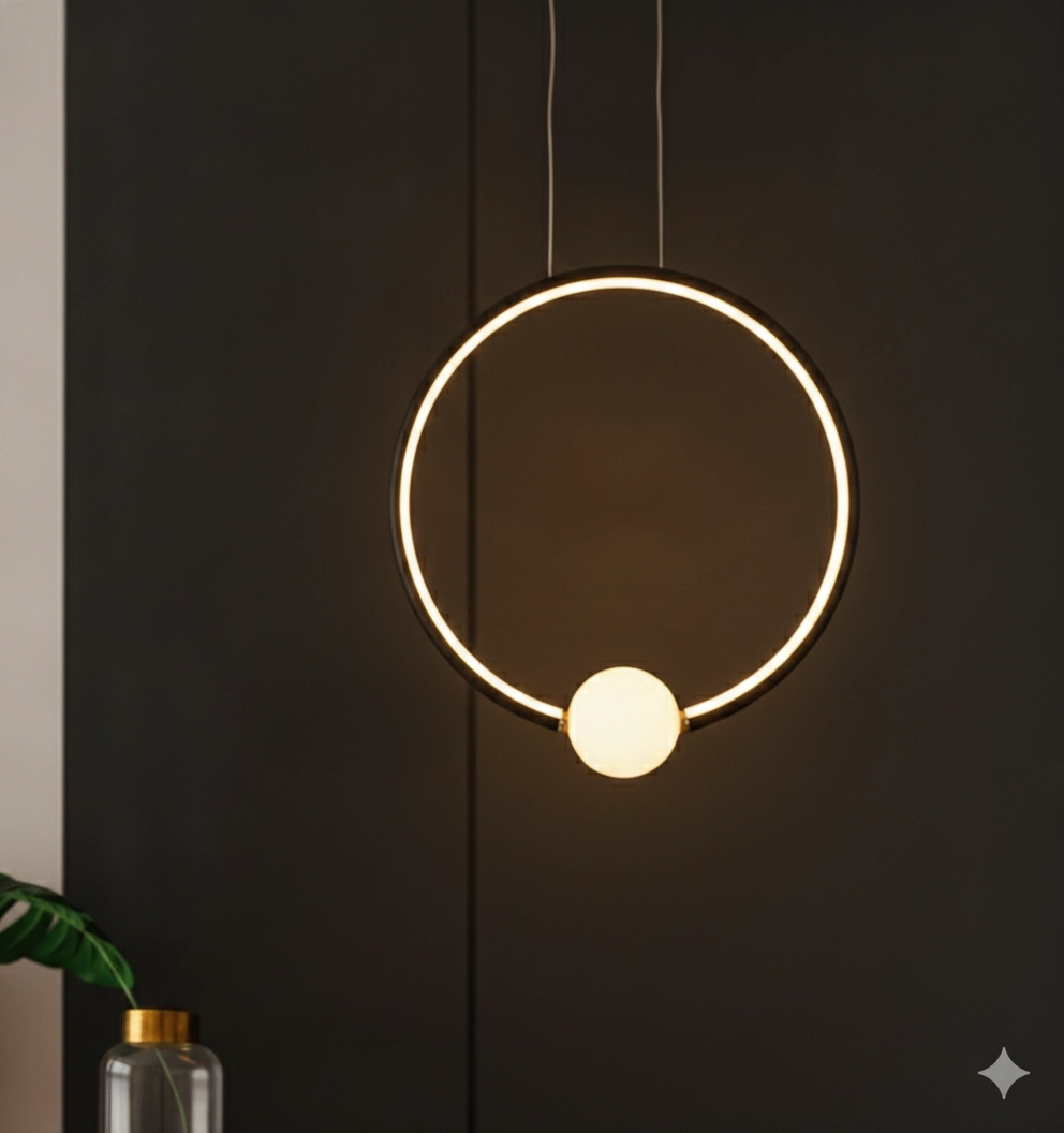 Pendant lamp Celia black with white round
