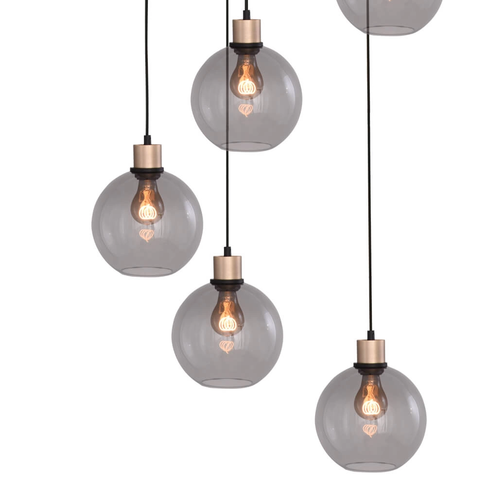 Vide hanging lamp Lazise 5x Ø 20cm gold Masterlight 8718121303079