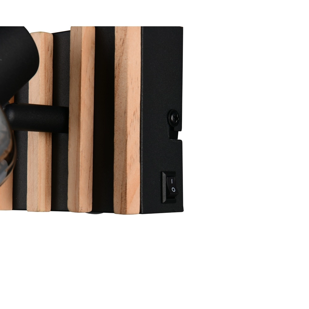 Wall lamp Travia black with wood Trio 4017807682588