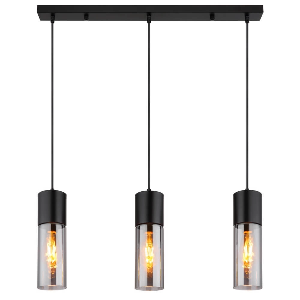 Sleek pendant lamp Annika 3-light black Globo 9007371478170