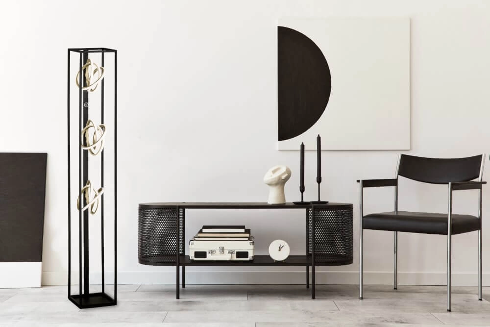 Design standing lamp Gisi black with gold Fischer & Honsel 4003694402866