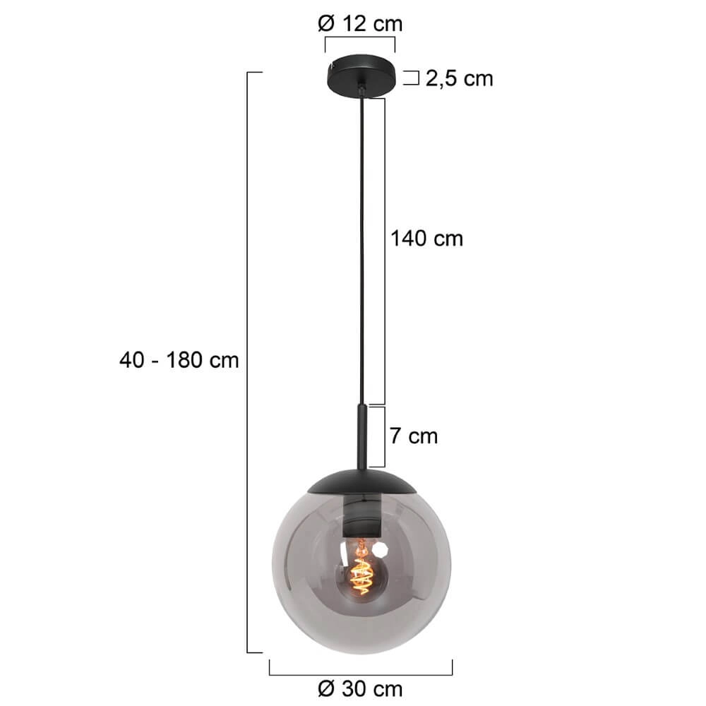Black glass hanging lamp Bolique Ø 30cm Steinhauer 8712746166408