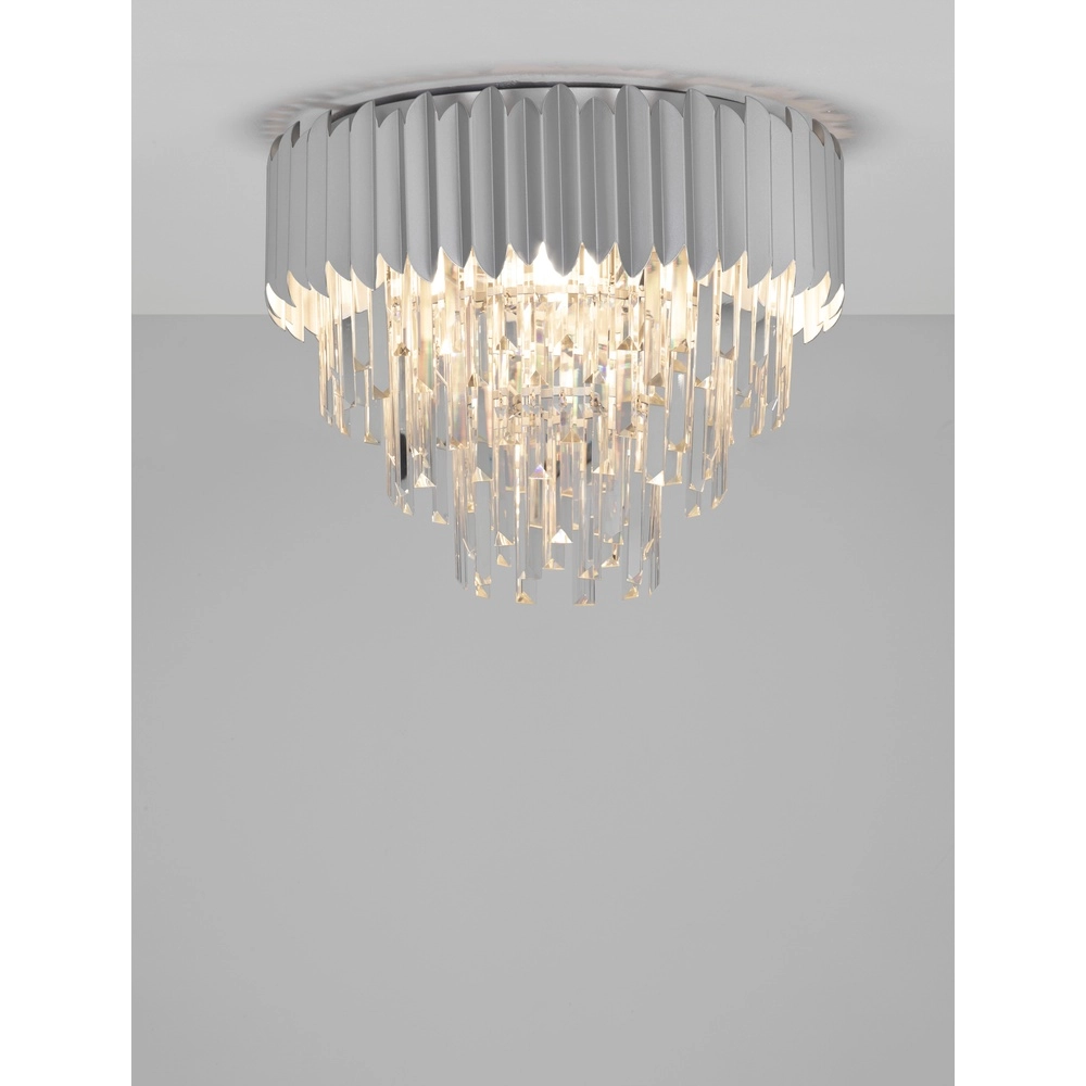 Ceiling lamp Magnolia chrome and crystal Ø 50cm