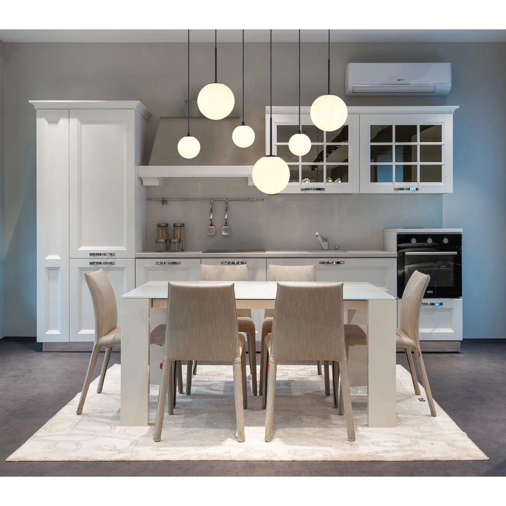 Design pendant lamp Hallie 6-light black with white spheres Globo 9007371448920