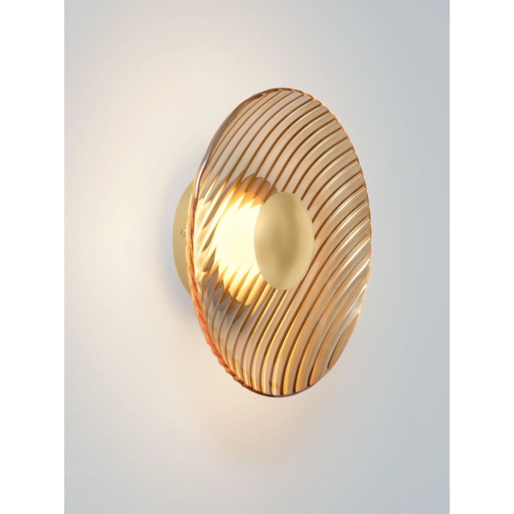 Wall lamp Lavina gold with amber glass Ø 25cm