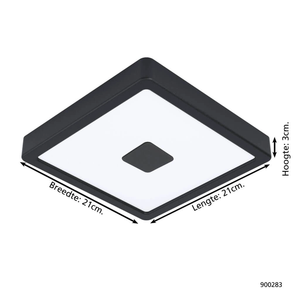 Square ceiling lamp Iphias 2 IP44 black Eglo 9008606232611
