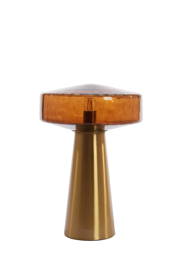 Table lamp Pleat gold with brown Ø 30cm Light & Living 8717807687724