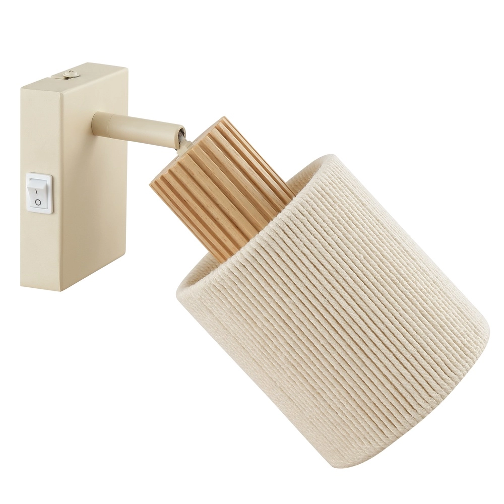 Wall light Arlo Sand brown with wood and switch Brilliant 4004353477034