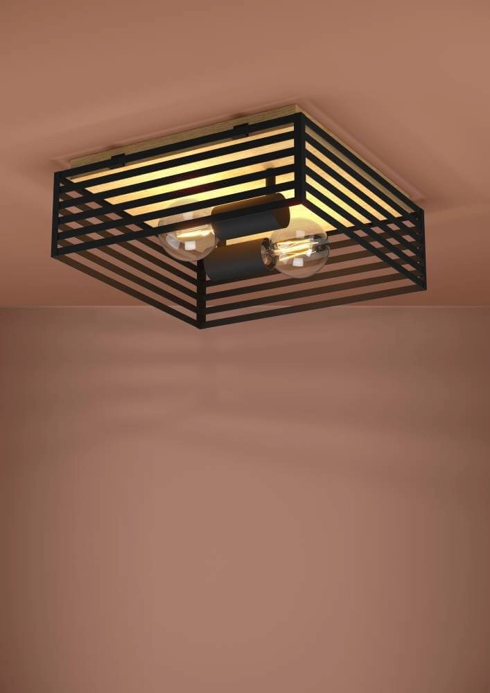 Ceiling light Cidraz square with wood Stars of Light 9008606242733