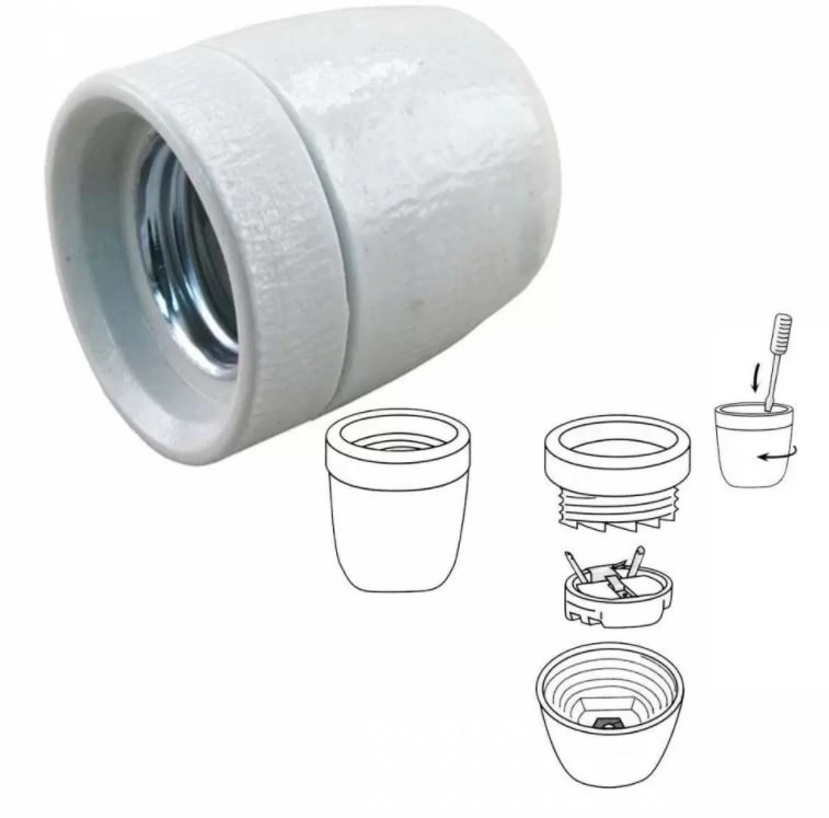 Socket E27 - 10mm - Base porcelain