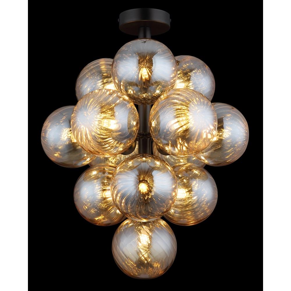 Black ceiling lamp Conor with amber glass Globo 9007371518173