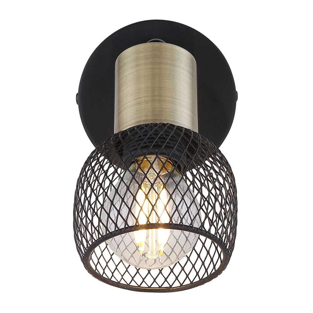 Wall lamp Fiastra black with mesh Globo 9007371424115