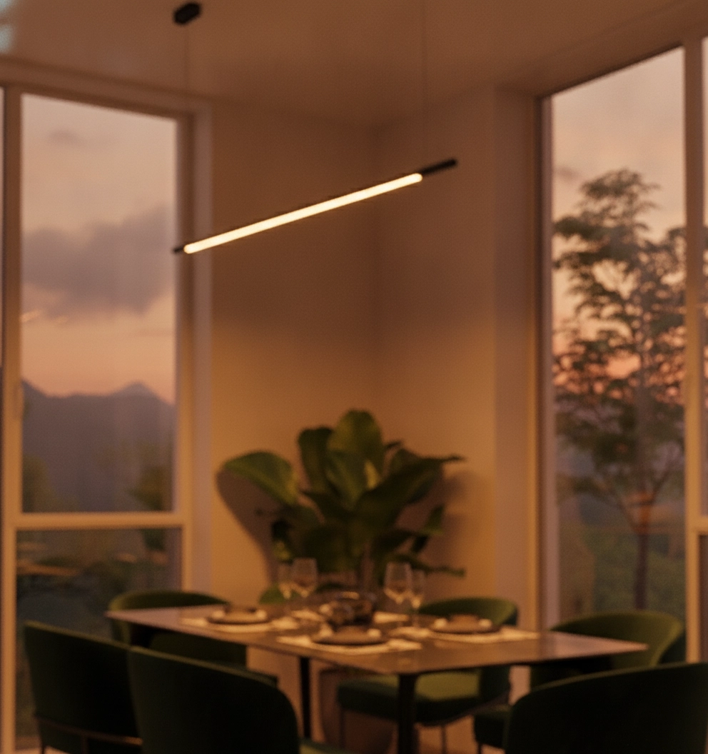 Sleek pendant lamp Brillia black 120cm