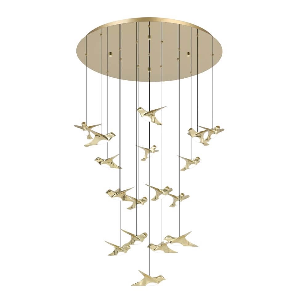 17-light hanging lamp Paratebueno 2 brass round