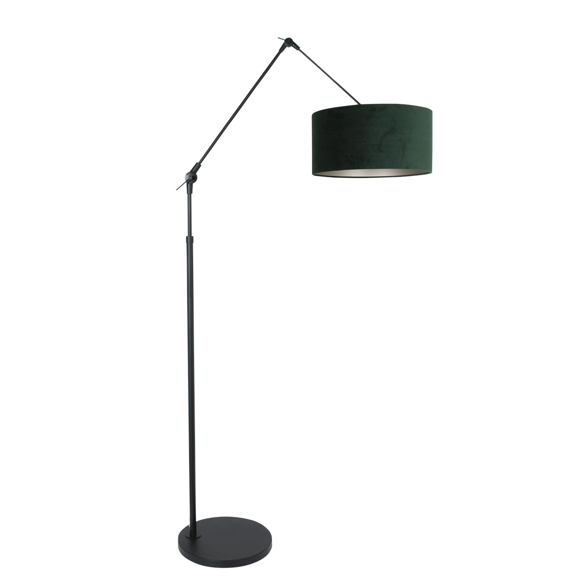Floor Reading Lamp Prestige Chic black with 40cm green velvet shade