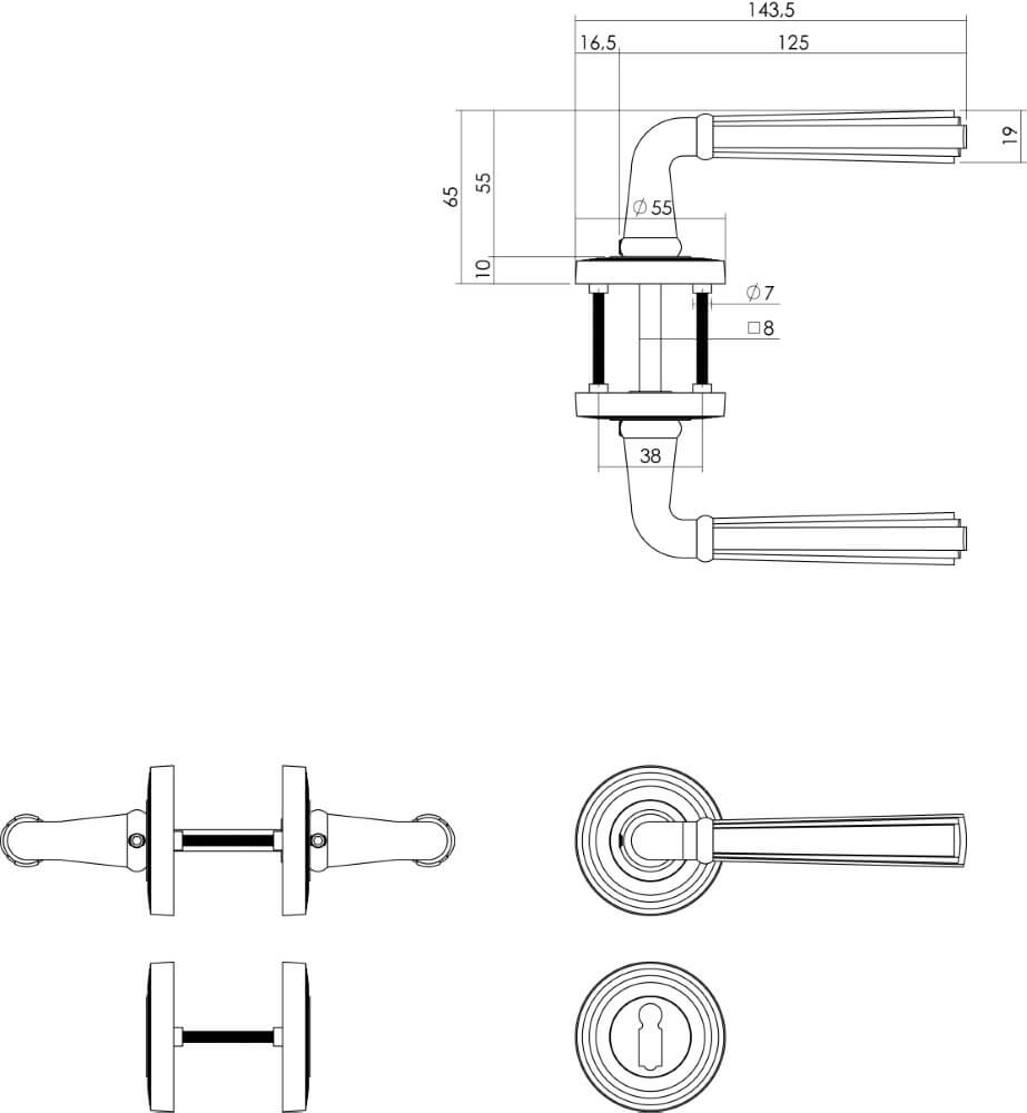 Rural door handle Bellevue old gray Intersteel 8714186392751