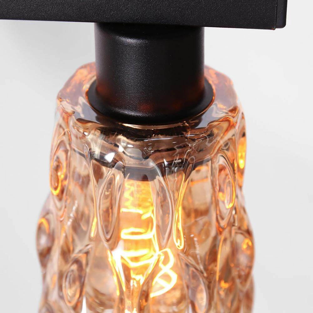 Pendant lamp 3-lights Vidrio black with amber glass Steinhauer 8712746173727