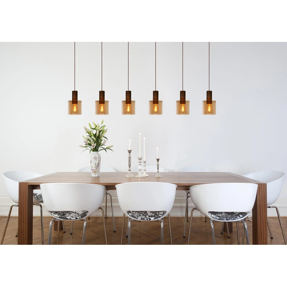 Pendant lamp Toledo 3-light amber glass Lucide 5411212740854