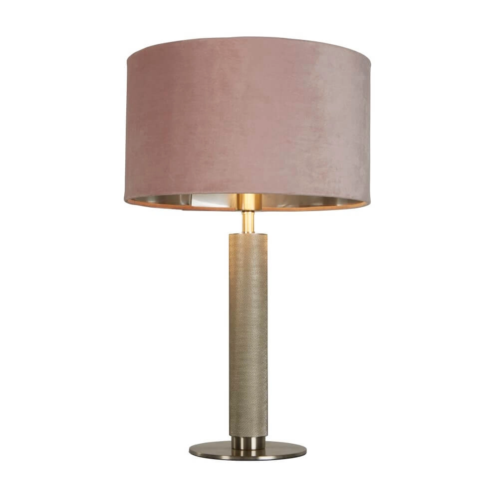 Golden table lamp London with pink hood Searchlight 5053423248431