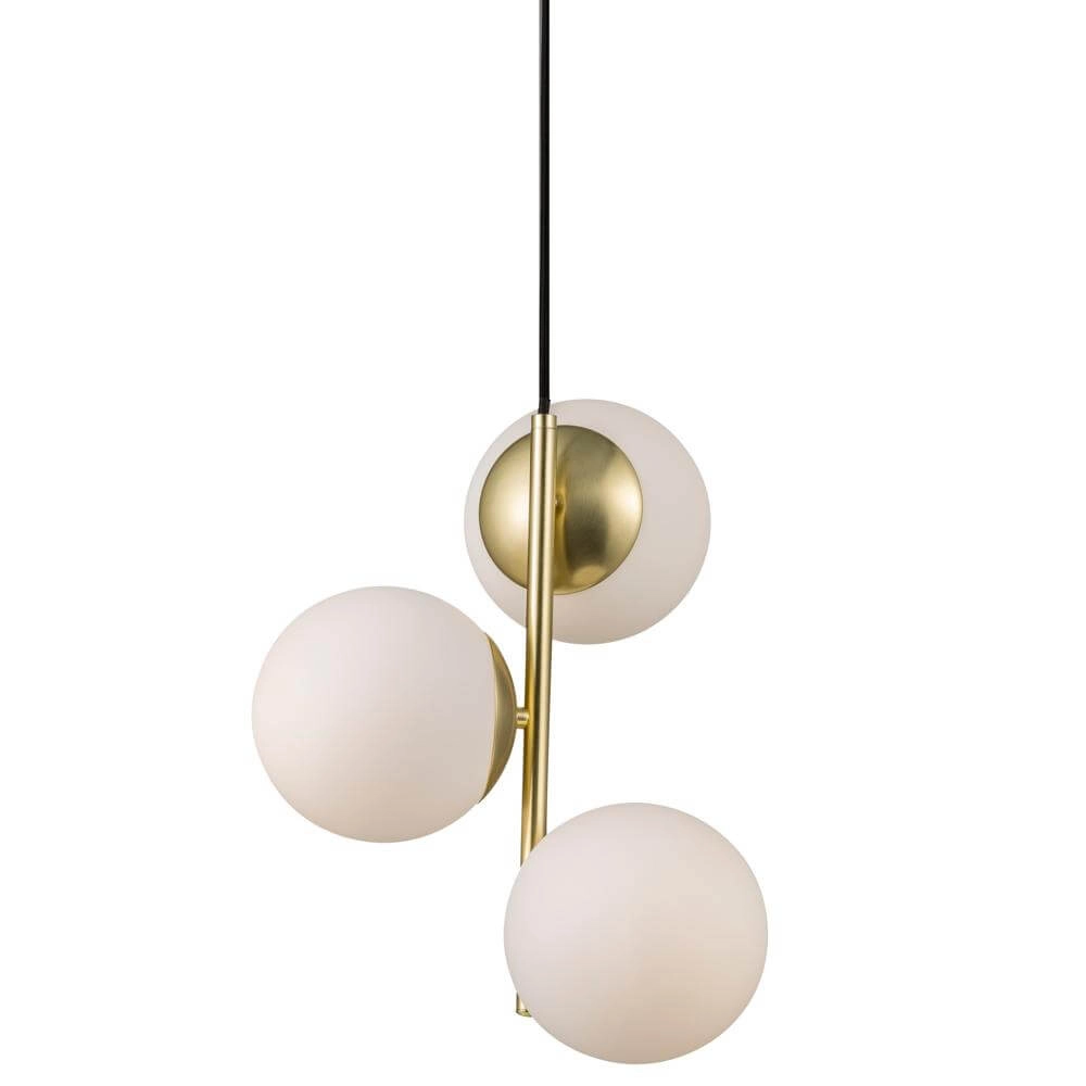 Pendant lamp Lilly 3-light gold with white sphere Nordlux 5701581459083