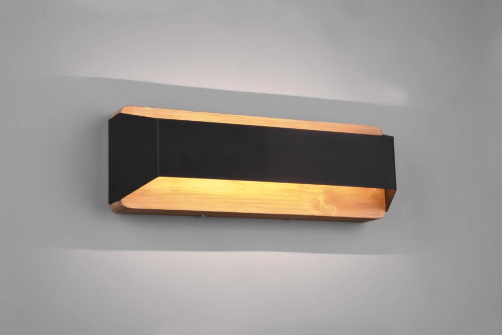 Wall lamp Arino 35cm black with wood brown Trio 4017807502787